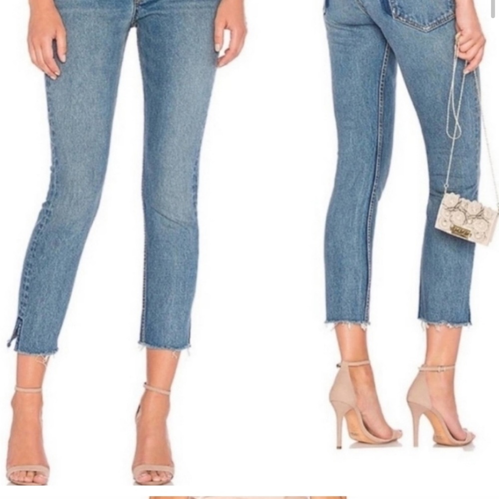 GRLFRND Karolina High Waist Straight‎ Leg Jeans with Button Fly and Boot Slit